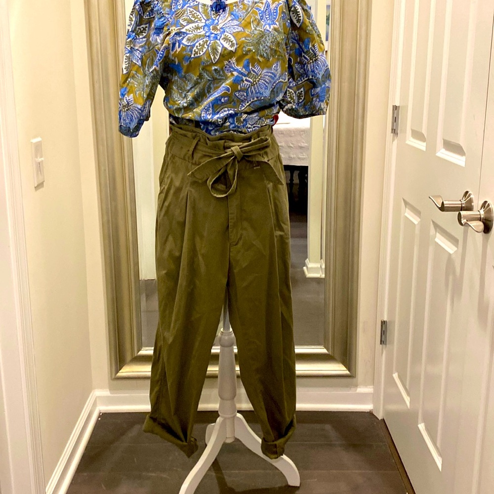 Polo Ralph Lauren High Waisted Wrap Belt Pants Olive green Size 14 supreme Chino
